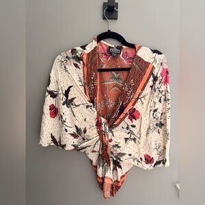 Multicolor Floral Tie-Front Blouse